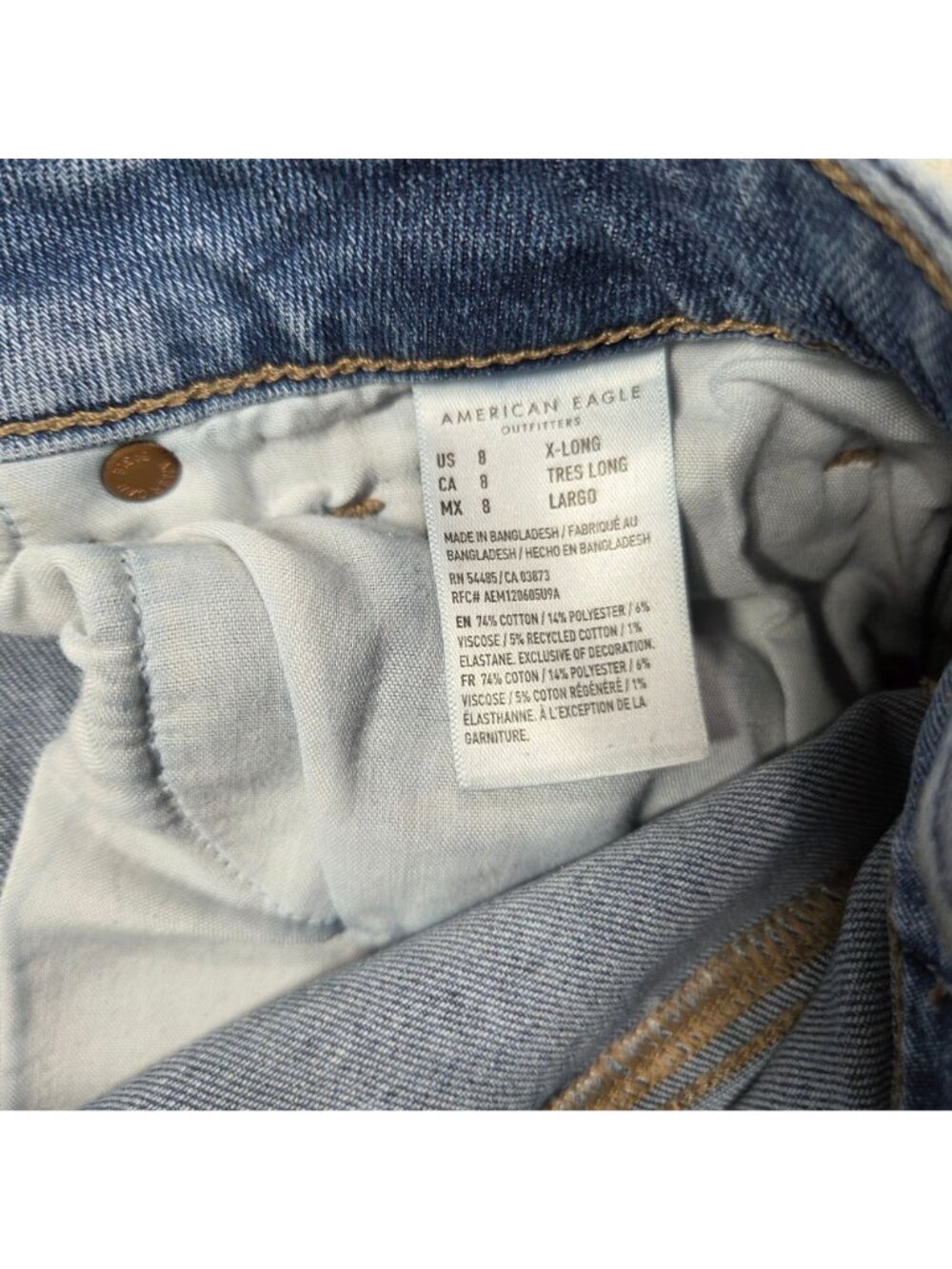 American Eagle Jeans Womens 8 X-Long Blue Mom Stretch Denim Retro Preppy - Picture 4 of 8